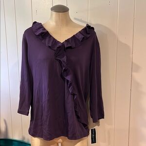 Karen Scott Purple Ruffled Women's Top NWT